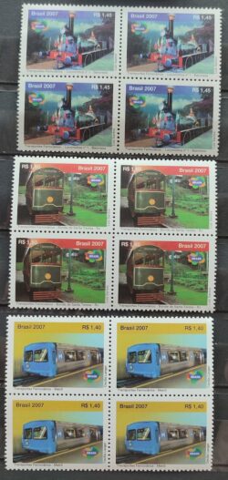 C 2697 Selo Transportes Ferroviarios Trem Locomotiva 2007 Quadra Serie Completa