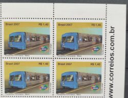 C 2698 Selo Transportes Ferroviarios Trem Locomotiva Metro 2007 Quadra Vinheta Site