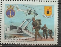 C 2730 Selo Corpo de Fuzileiros Navais Marinha Militar Helicoptero Navio Brasao 2008