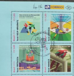 C 3319 Selo Copa Do Mundo Fifa Cidades Sede Futebol 2014 Quadra CBC RJ Vinheta Correios