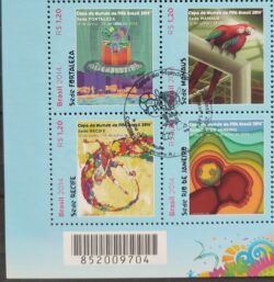 C 3323 Selo Copa Do Mundo Fifa Cidades Sede Futebol 2014 Quadra CBC RJ Codigo de Barras