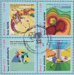 C 3327 Selo Copa Do Mundo Fifa Cidades Sede Futebol 2014 Quadra CBC RJ