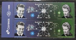 C 3802 Selo Cientistas Brasileiros Cesar Lattes e Johanna Dobereiner 2018 Quadra Vinheta Correios