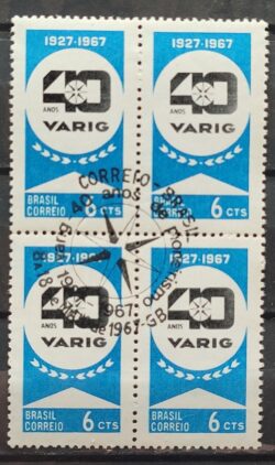 C 567 Selo Aniversario da Varig Aviacao Aviao 1967 Quadra CBC Guanabara