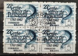 C 575 Selo Centenario de Piracicaba Peixe 1967 Quadra CPD RJ