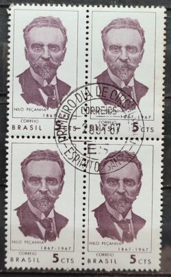 C 580 Selo Centenario Nilo Pecanha Personalidade 1967 Quadra CPD ES