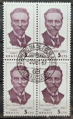 C 580 Selo Centenario Nilo Pecanha Personalidade 1967 Quadra CPD Guanabara