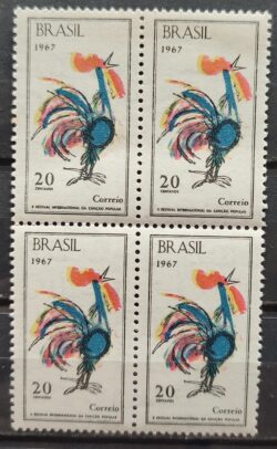 C 582 Selo 2 Festival Internacional da Cancao Popular Musica Galo 1967 Quadra 2