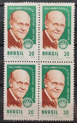 C 593 Selo Centenario Paul Percy Harris Rotary Club 1968 Quadra 2