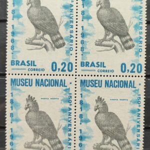 C 598 Selo Sesquicentenario do Museu Nacional Aguia Ave Fauna 1968 Quadra