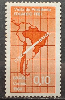 C 605 Selo Presidente do Chile Eduardo Frei Mapa 1968