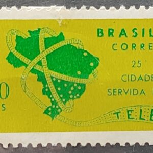 C 607 Selo Cidade Servida Por Telex Curitiba Mapa Servico Postal 1968 MH