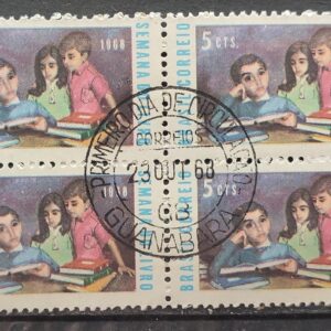 C 614 Selo Semana do Livro Crianca Educacao 1968 Quadra CPD Guanabara