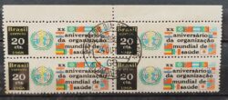 C 615 Selo Aniversario da Organizacao Mundial de Saude Bandeira Mapa 1968 Quadra CPD Guanabara