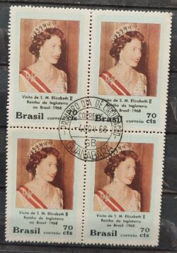 C 617 Selo Rainha Elisabeth Inglaterra Monarquia 1968 Quadra CPD Guanabara
