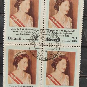 C 617 Selo Rainha Elisabeth Inglaterra Monarquia 1968 Quadra CPD Guanabara