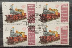 C 622 Selo Centenario Companhia Paulista de Estradas de Ferro Ferrovia Trem 1968 Quadra CBC SP 1