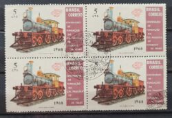 C 622 Selo Centenario Companhia Paulista de Estradas de Ferro Ferrovia Trem 1968 Quadra CBC SP 2