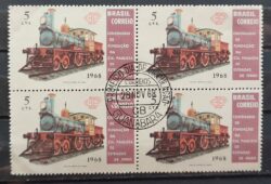 C 622 Selo Centenario Companhia Paulista de Estradas de Ferro Ferrovia Trem 1968 Quadra CPD Guanabara