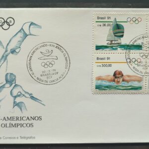 Envelope FDC 529 1991 Jogos Panamericanos Vela Remo Natacao Cuba CBC DF