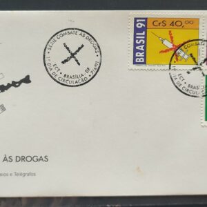 Envelope FDC 530 1991 Combate as Drogas Cigarro Alcool Saude CBC DF