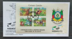 Envelope FDC 558 1992 ARBRAFEX Argentina Cavalo Brasao Mapa CBC RS 01
