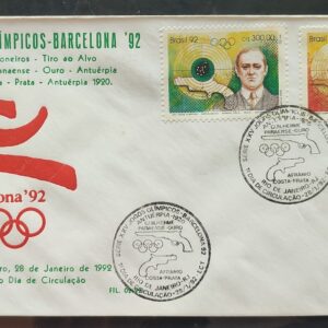 Envelope PVT FIL 002 1992 Olimpiadas Barcelona Espanha Tiro CBC RJ