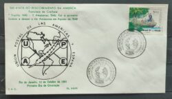 Envelope PVT FIL 21B 1991 Descobrimento da America Historia Mapa Navio CBC RJ