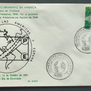 Envelope PVT FIL 21B 1991 Descobrimento da America Historia Mapa Navio CBC RJ