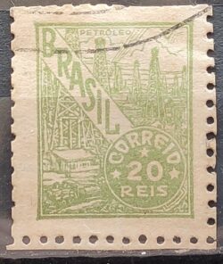 Selo Regular Cod RHM 386C Netinha Petroleo Energia 20 Reis Filigrana O 1942 Circulado 1