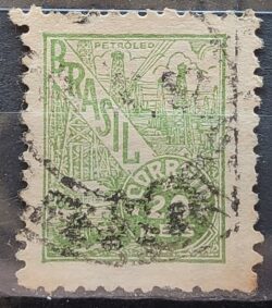 Selo Regular Cod RHM 386C Netinha Petroleo Energia 20 Reis Filigrana O 1942 Circulado 2