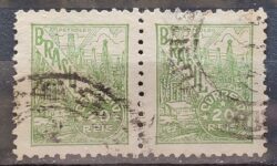 Selo Regular Cod RHM 386C Netinha Petroleo Energia 20 Reis Filigrana O 1942 Circulado Dupla 1