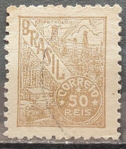 Selo Regular Cod RHM 387 Netinha Petroleo Energia 50 Reis Filigrana O 1942 Circulado 1