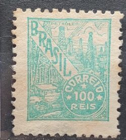 Selo Regular Cod RHM 388 Netinha Petroleo Energia 100 Reis Filigrana O 1942