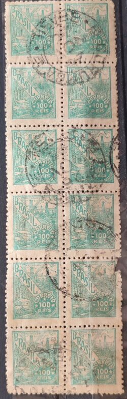 Selo Regular Cod RHM 388 Netinha Petroleo Energia 100 Reis Filigrana O 1942 Circulado 9 12 Unidades