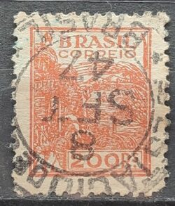 Selo Regular Cod RHM 389 Netinha Trigo Gastronomia 200 Reis Filigrana O 1942 Circulado 1