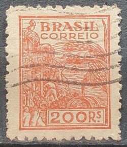 Selo Regular Cod RHM 389 Netinha Trigo Gastronomia 200 Reis Filigrana O 1942 Circulado 2