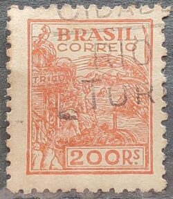 Selo Regular Cod RHM 389 Netinha Trigo Gastronomia 200 Reis Filigrana O 1942 Circulado 3