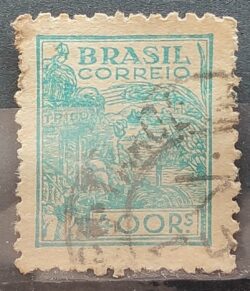 Selo Regular Cod RHM 390 Netinha Trigo Gastronomia 400 Reis Filigrana O 1942 Circulado 2
