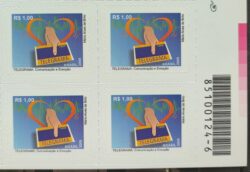 Selo Regular RHM 847 Servico Postal Telegrama Coracao 2009 Quadra Codigo de Barras
