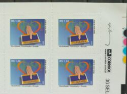 Selo Regular RHM 847 Servico Postal Telegrama Coracao 2009 Quadra Vinheta Correios