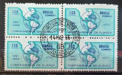 A 106 Selo Aereo Aniversario da Alianca para o Progresso Mapa 1966 Quadra CPD GB