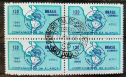 A 106 Selo Aereo Aniversario da Alianca para o Progresso Mapa 1966 Quadra CPD SP