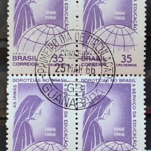 A 107 Selo Aereo Centenario Irmas Doroteias no Brasil Religiao Mapa 1966 Quadra CPD GB
