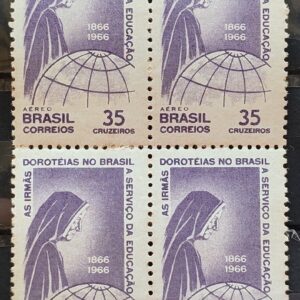 A 107 Selo Aereo Centenario Irmas Doroteias no Brasil Religiao Mapa 1966 Quadra MH