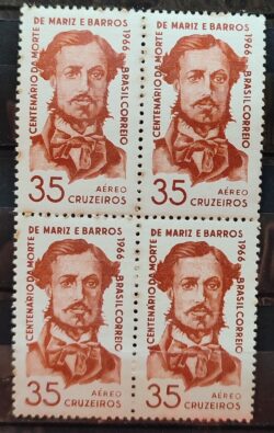 A 109 Selo Aereo Mariz e Barros 1966 Circulado Quadra 3