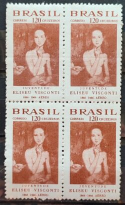 A 110 Selo Aereo Centenario do Pintor Eliseu Visconti 1966 Quadra