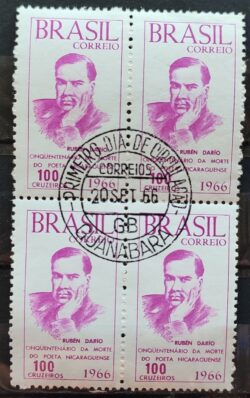 C 554 Selo Poeta Rubem Dario Nicaragua Literatura 1966 Quadra CPD GB