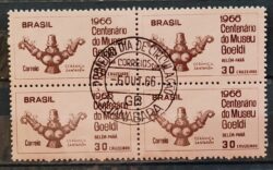 C 555 Selo Centenario Museu Emilio Goeldi Belem Arte 1966 Quadra CPD GB