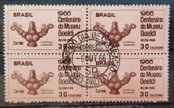 C 555 Selo Centenario Museu Emilio Goeldi Belem Arte 1966 Quadra CPD SP